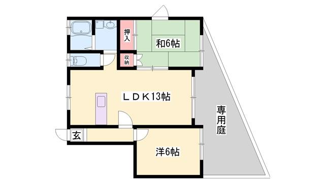 シェ・モア市川(2LDK/1階)の間取り写真