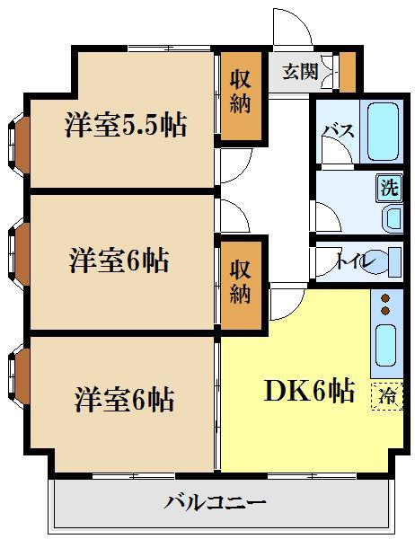 ビルディング栄(3DK/2階)の間取り写真