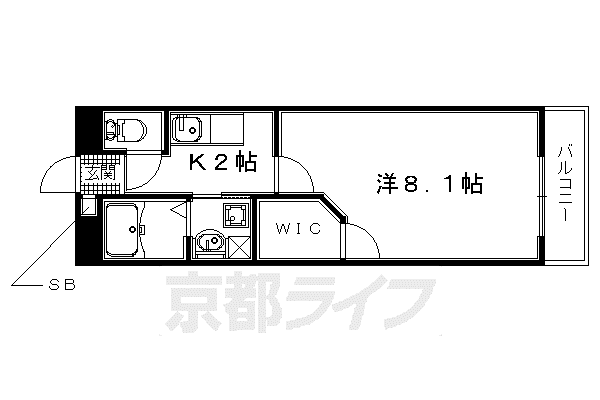 パルティール広野(1K/3階)の間取り写真