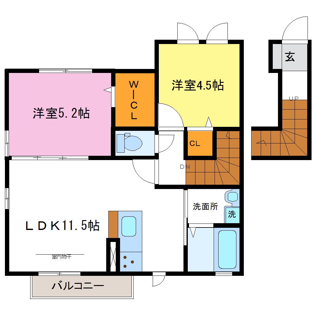 サンパークI(2LDK/2階)の間取り写真