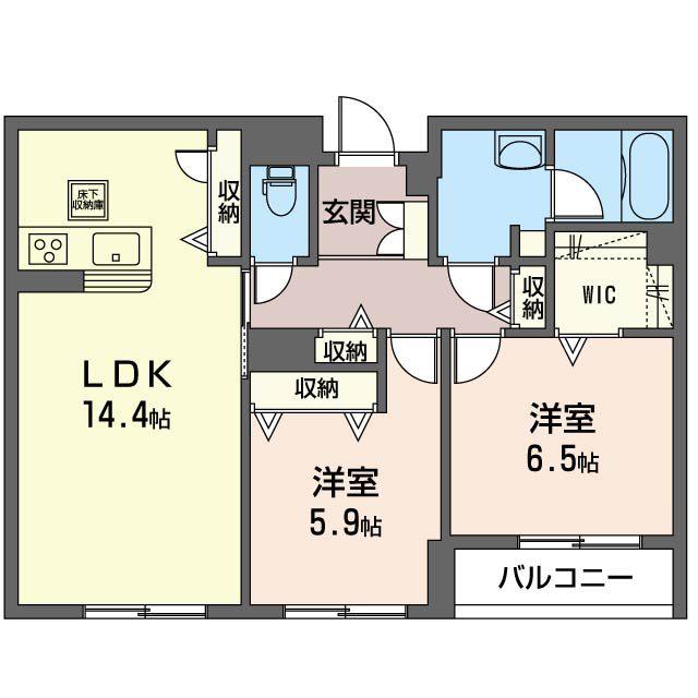 STELLA扇大橋(2LDK/1階)の間取り写真