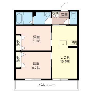 メディ・シャトル桜堤(2LDK/3階)の間取り写真