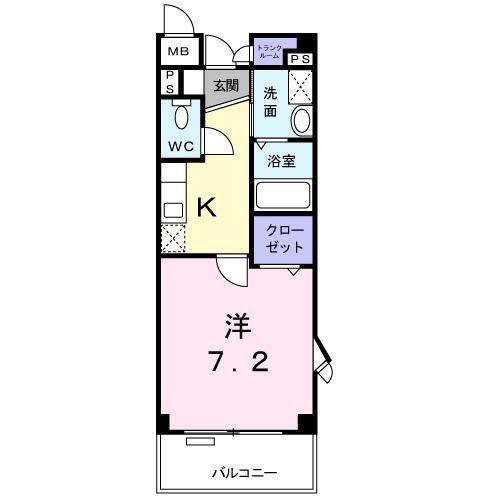 ジュネス湯村(1K/2階)の間取り写真