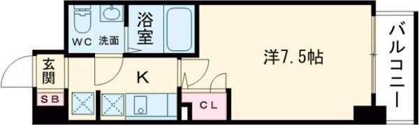 SERENITE三宮(1K/3階)の間取り写真