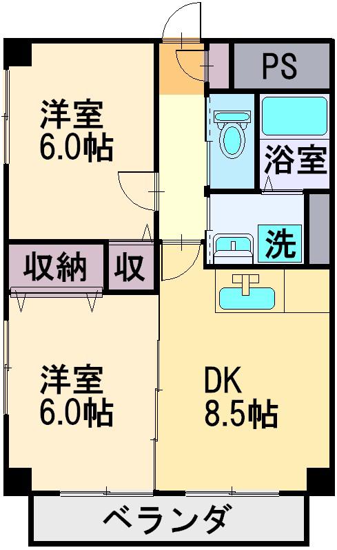 ブライトキャメロット(2DK/5階)の間取り写真