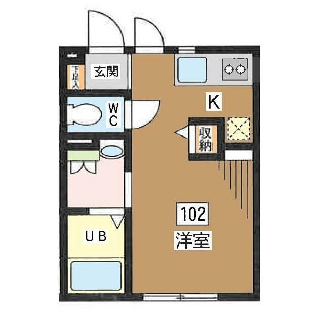 ベルーガ下北沢(1K/1階)の間取り写真