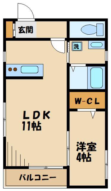 グランソレイユ(1LDK/2階)の間取り写真