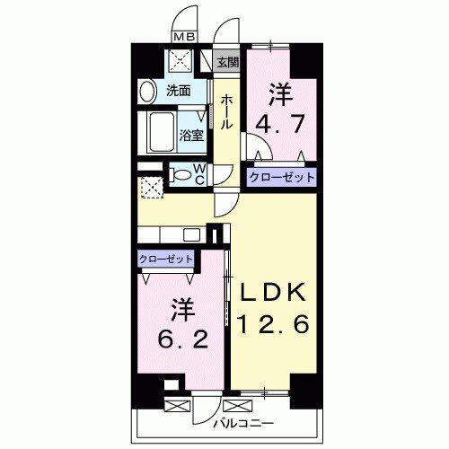 グランド エンパイア(2LDK/2階)の間取り写真