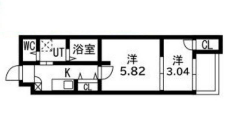寺地町東シーエム・アン・イースト(2K/4階)の間取り写真