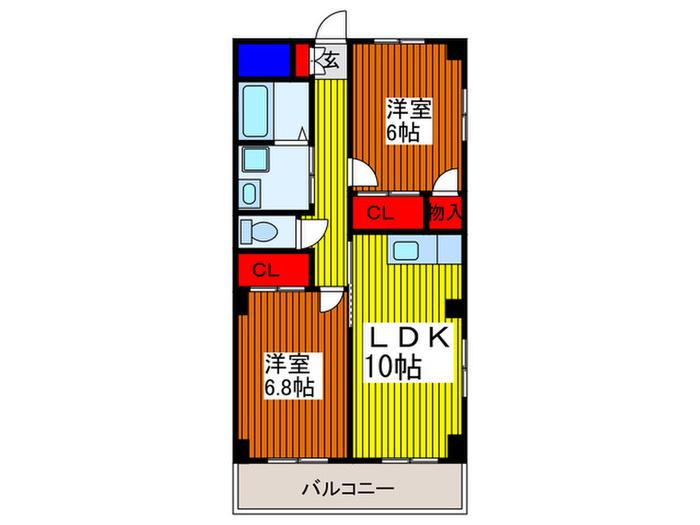 ローレル川口元郷(2LDK/3階)の間取り写真