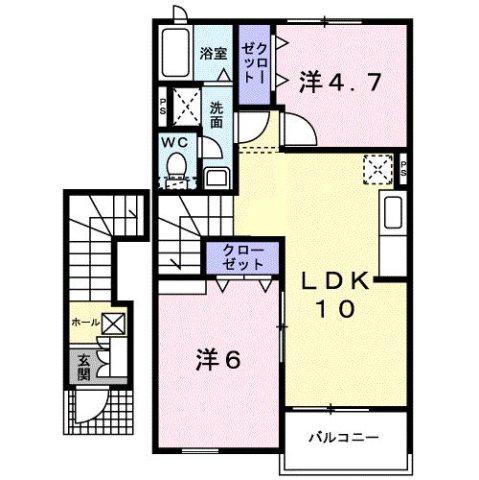 ビクトリア参番館(2LDK/2階)の間取り写真