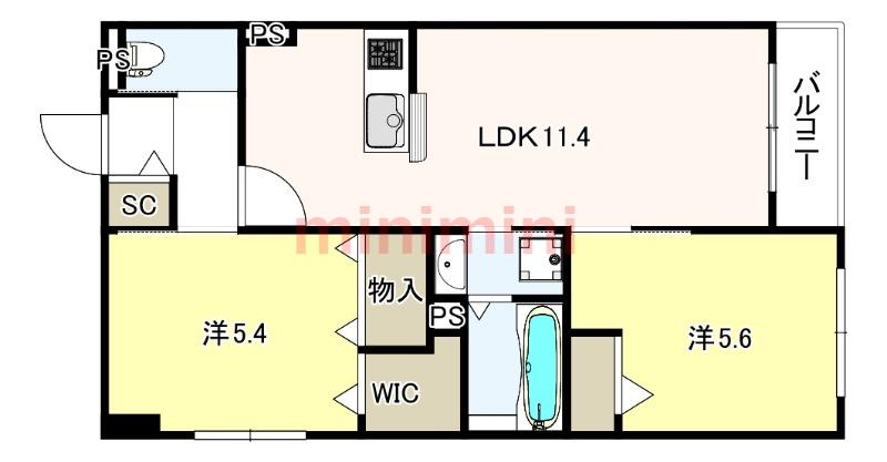 ぷりメゾン(2LDK/3階)の間取り写真