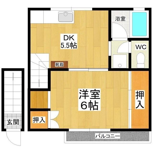 ペイナタル(1DK/2階)の間取り写真