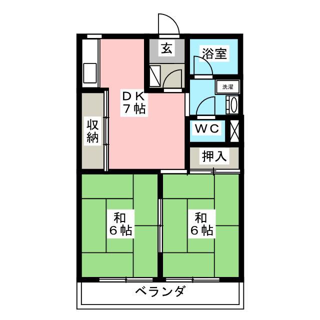 サンハイツ二上(2DK/3階)の間取り写真