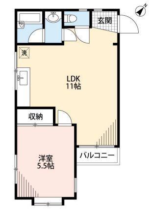 ロワール栗木台(1LDK/3階)の間取り写真
