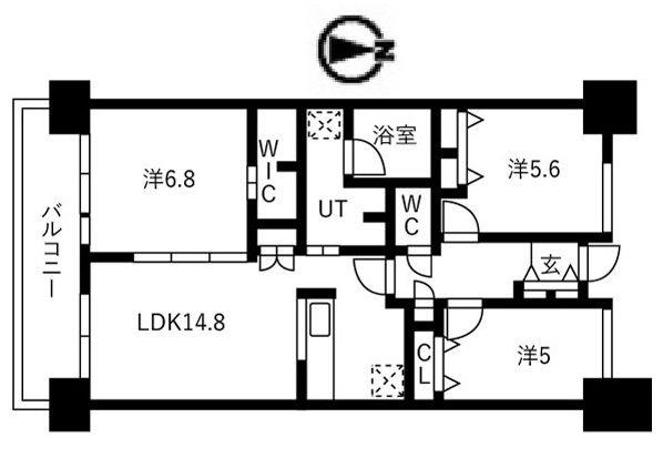 シティコート目黒1棟(3LDK/3階)の間取り写真