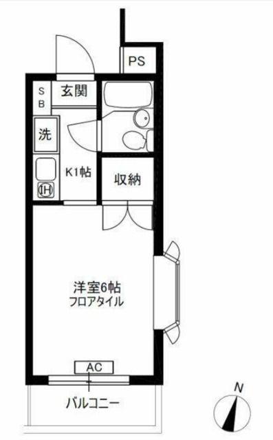 メイプルコート駒沢(1K/2階)の間取り写真