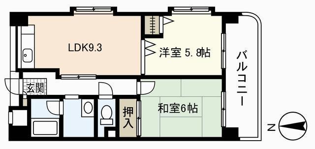 ルーヴル楠木(2LDK/7階)の間取り写真