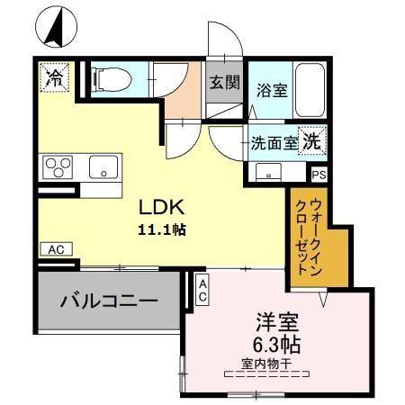 NOBLE VILLA東大成(1LDK/2階)の間取り写真
