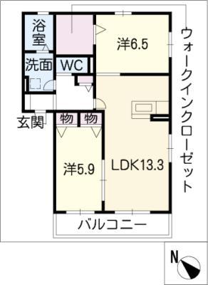 ART・DE・VIVRE(2LDK/2階)の間取り写真