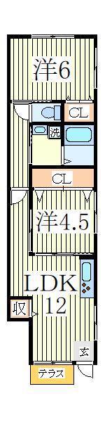 LIKE高野山B棟(2LDK/1階)の間取り写真