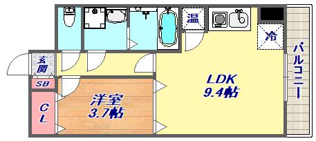 モアライフ魚崎(1LDK/3階)の間取り写真