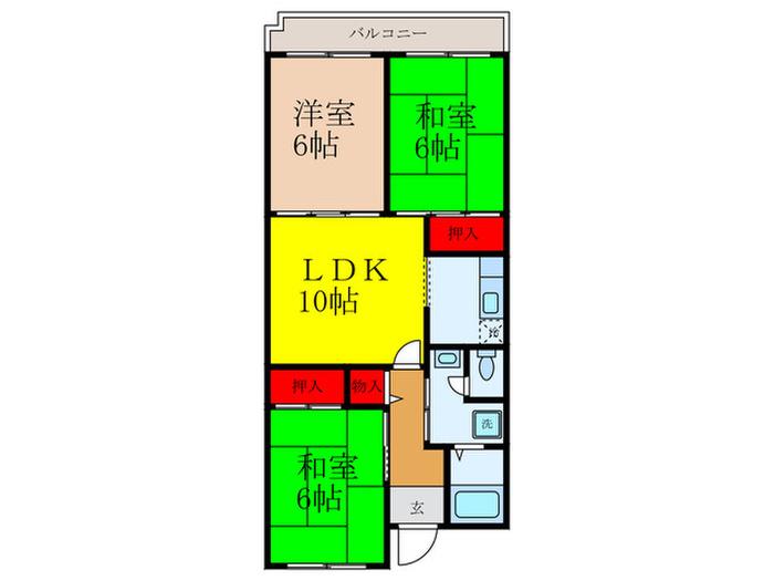 エクセル池田(3LDK/2階)の間取り写真
