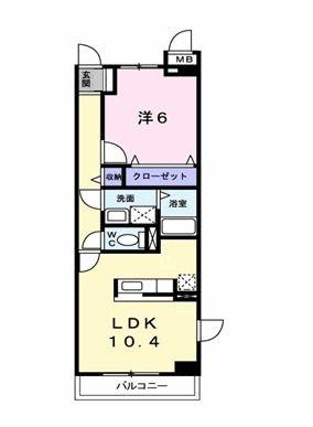 DEAMER大門(1LDK/3階)の間取り写真