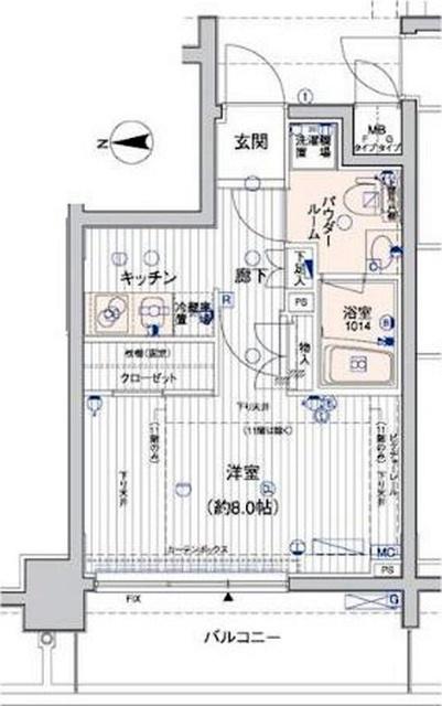 メインステージ横浜(1K/8階)の間取り写真