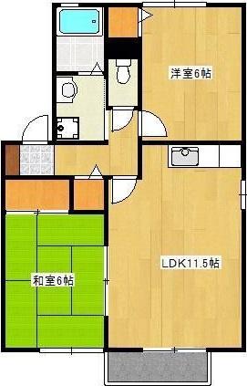 クロノス27飛田A・B(2LDK/2階)の間取り写真