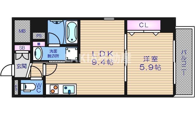 インテリジェンス御堂(1LDK/8階)の間取り写真