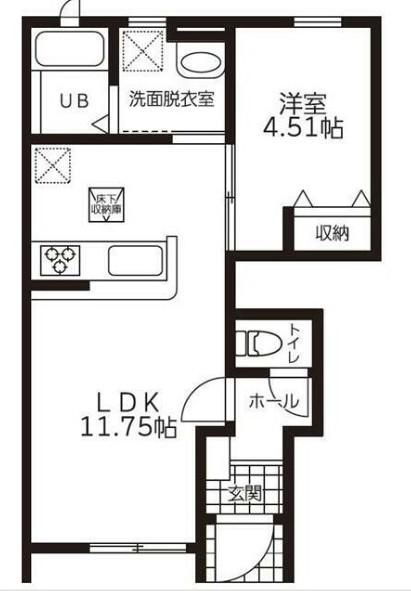 リーブルファイン岩槻東町(1LDK/1階)の間取り写真