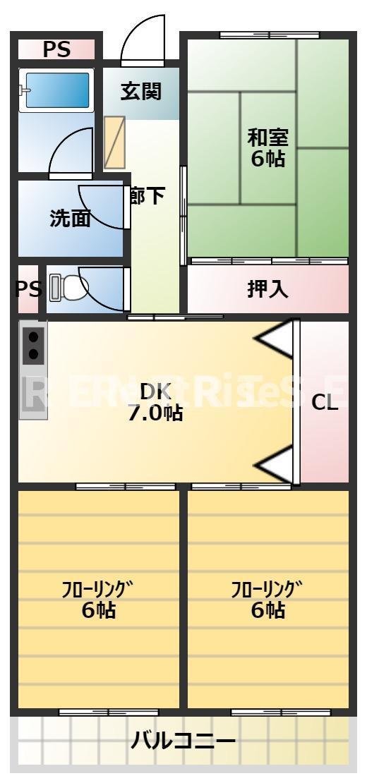 リンピア7(3DK/1階)の間取り写真