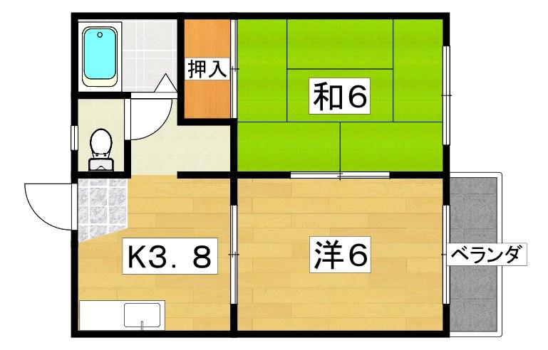 PALハイツ(2DK/2階)の間取り写真