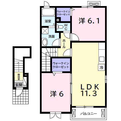 ヴィーナスホープ(2LDK/2階)の間取り写真