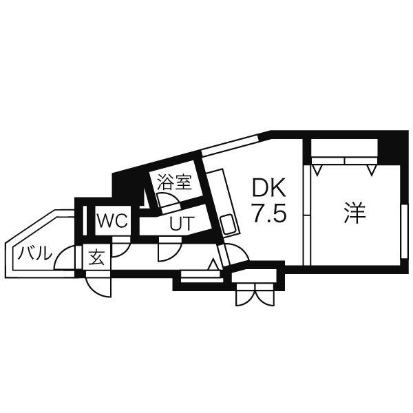 コートロティ大通(1LDK/9階)の間取り写真