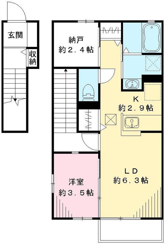 ラ・フォンテーヌ A(1SLDK/2階)の間取り写真