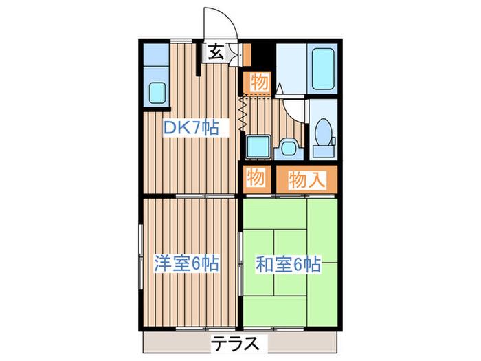 ハイツ楓(2DK/1階)の間取り写真