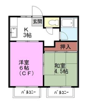 プチメゾン(2K/2階)の間取り写真