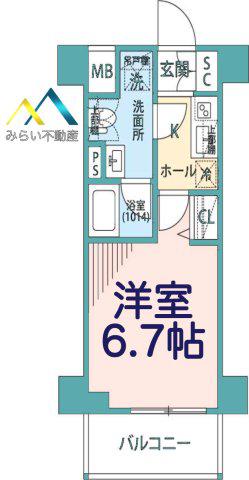 PLAIRE DEUXQ横濱子安(1K/7階)の間取り写真