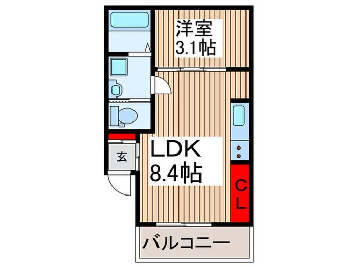 FUJISTA所沢XV(1LDK/2階)の間取り写真