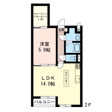 プルミエール(1LDK/2階)の間取り写真