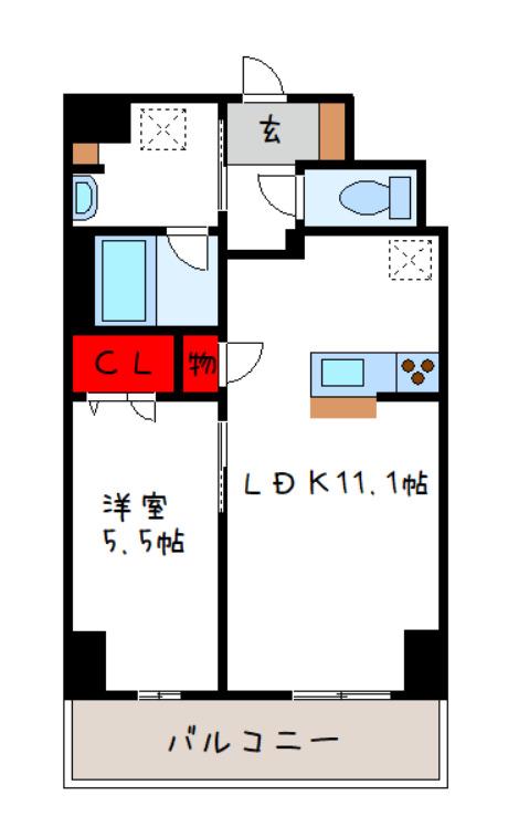 HABITAT平野(1LDK/4階)の間取り写真
