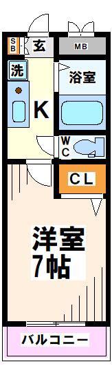 ジョイフル府中南町(1K/3階)の間取り写真