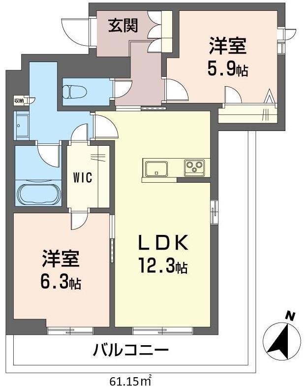 ラ・ポーズ(2LDK/3階)の間取り写真