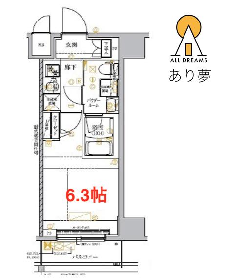 RELUXIA GRANDE 横濱吉野町(1K/6階)の間取り写真