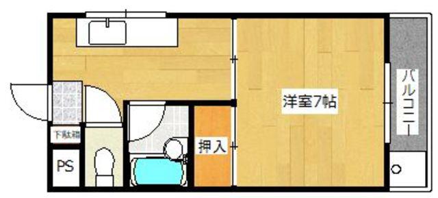 コーポ志賀(1K/2階)の間取り写真