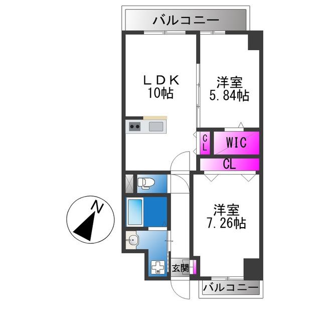 FREEDOM RESIDENCE堺寺地町(2LDK/15階)の間取り写真