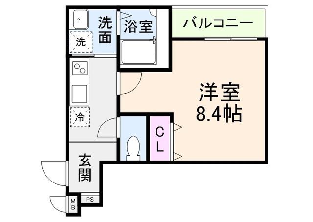 フジパレス喜連西ノース(1K/3階)の間取り写真