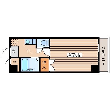 シャレード北仙台(1K/5階)の間取り写真